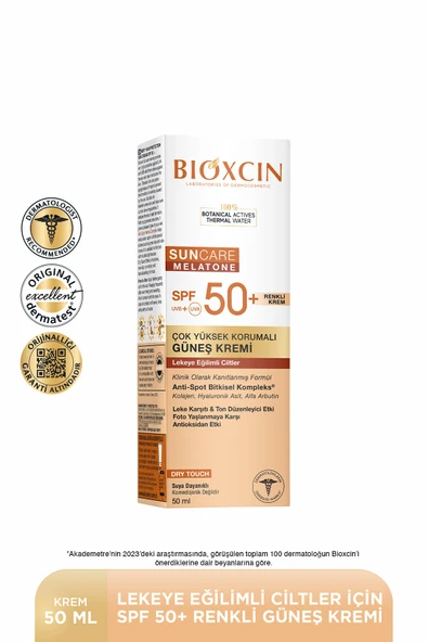 Bioxcin Sun Care Lekeye Eğilimli Ciltler Renkli Spf 50 Güneş Kremi 50 ml Tinted Arbutin, Kolajen, Hyaluronik ürün görseli 1