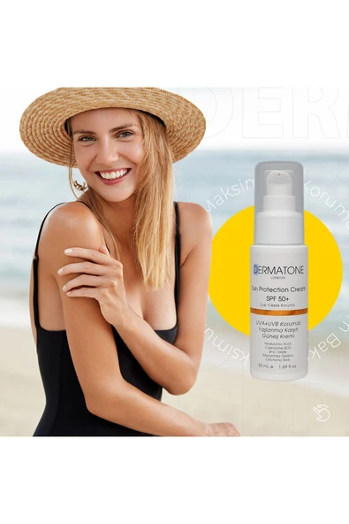 DERMATONE Uvb & Uva sun Protection Cream 50 Spf | Su Bazlı Yüksek Korumalı Güneş Kremi | Hyaluronic Acid - Resim 3
