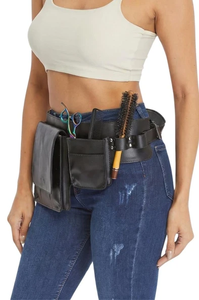 The Barber Shield Kuaför Bel Çantası Premium Suni Deri Makaslık ve Malzeme Kılıfı ürün görseli 1