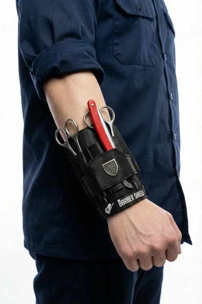 The Barber Shield Berber & Kuaför Bilekliği Premium Suni Deri Kolçak ürün görseli 1