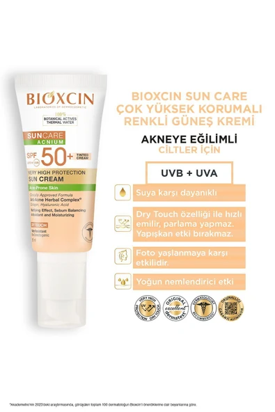Bioxcin Sun Care Akneye Eğilimli Ciltler Için Renkli Güneş Kremi 50 Spf 50 Ml - Tinted, Akne, Dry Touch, Mat - Resim 7
