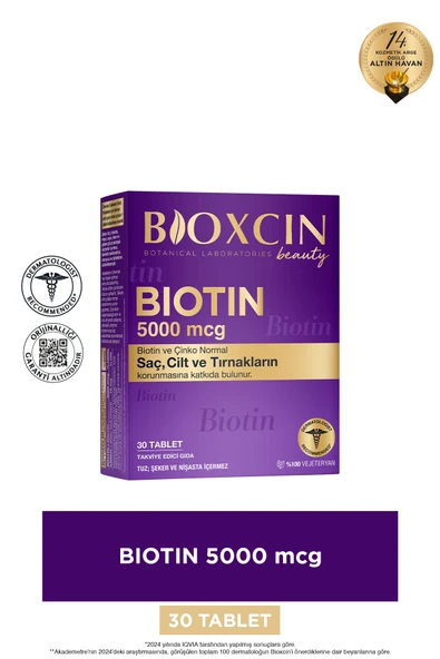 Bioxcin Biotin 5.000 Mcg 30 Tablet - Biotin Çinko 15 Mg Saç Ve Tırnak Vitamini ürün görseli 1