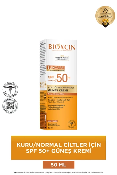 Bioxcin Sun Care Spf 50 Çok Yüksek Korumalı Güneş Kremi 50 ml Kuru Ve Normal Cilt - Kolajen Hyaluronik Asit ürün görseli 1