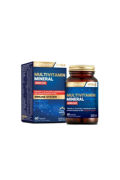 Nutraxin Multivitamin Mineral Immune Complex 60 Tbl - Magnezyum, C, D, Zinc, Demir, B12, Kolin, İyot - Resim 2