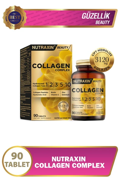 Nutraxin Collagen Beauty Complex 90 Tbl - Hidrolize Tip 1, 2, 3, 5, 10, Biotin, Zinc, Bakır, Hya, - Resim 2