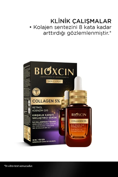 Bioxcin Collagen 5% Kırışıklık Karşıtı Sıkılaştırıcı Serum 30 ml - Koenzim Q10 Retinol - Resim 2