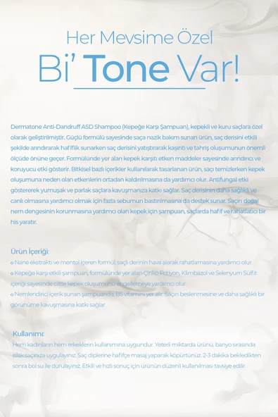 DERMATONE Anti-dandruff Shampoo | Kepeğe Karşı Etkili Besleyici Şampuan - Resim 2