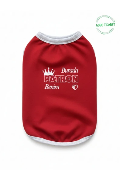 Gobo Burada Patron Benim Yazılı Kırmızı Kedi ve Köpek Kıyafeti Elbisesi XSMALL/XS/Beden 0 - Resim 6