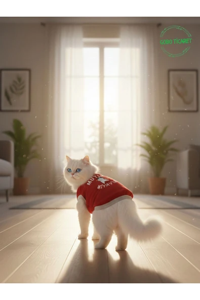 Gobo MUTLU MİYAV'LAR Yılbaşı Temalı Kedi ve Köpek Kıyafeti Elbisesi Noel Tasarımlı Large/L/Beden 3 - Resim 3