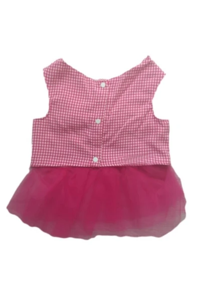 Gobo Pembe Kareli Kalpli Tüllü Kedi Köpek Kıyafeti Elbisesi Medium/M/Beden 2 - Resim 6