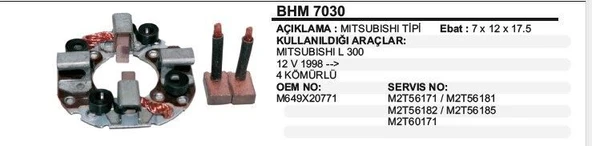 DODO KÖMÜR YUVASI 12V YM.MITSUBISHI L300-98-> HYUNDAI H100 4 KÖMÜRLÜ MITSUBISHI TİP ürün görseli 1