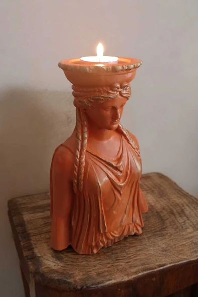 Gobo Dekoratif Masa Üstü Karyadit Kızı Hediyeli Mumluk Turuncu 18 X 12 Cm ürün görseli 1