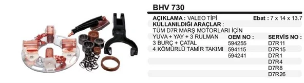 VERTEX KÖMÜR YUVA+YAY+3 RULMAN+3BURÇ+ÇATAL TM.TK.SET VALEO TİP ürün görseli 1