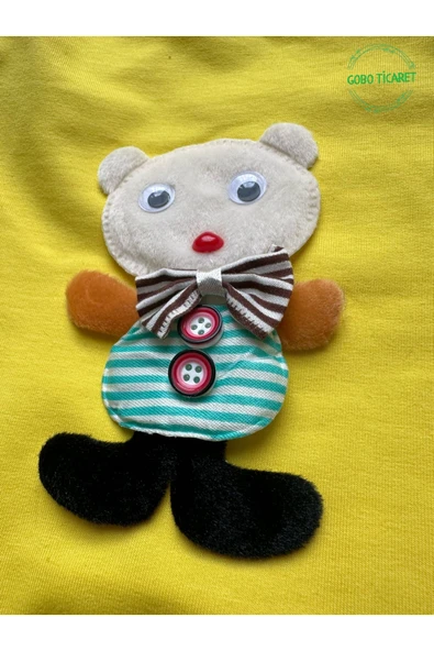 Goboticaret Sevimli Beyaz Ayıcık Aksesuarlı Fosforlu Sarı Kedi Köpek Kıyafeti Elbisesi Kırmızı Kollu - Resim 3