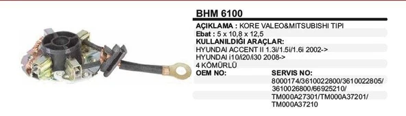 VERTEX KÖMÜR YUVASI HYUNDAI ACCENT II 1 3/1 5I 2002>KORE VALEO ürün görseli 1