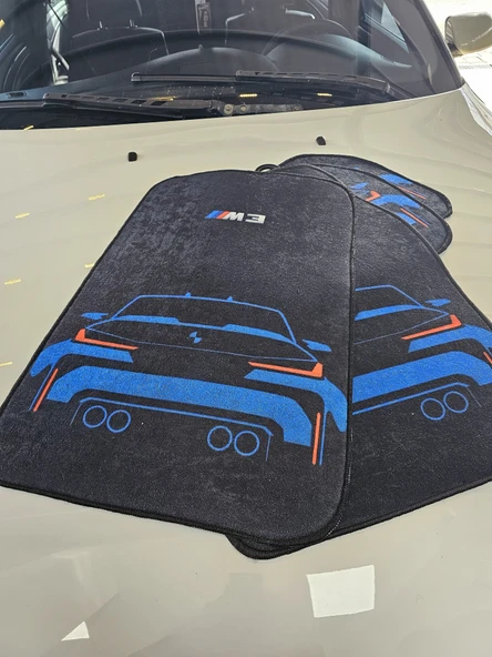 Bmw M3 Desenli Oto Paspas Leke Tutmaz Dekoratif Araç Paspası ürün görseli 1