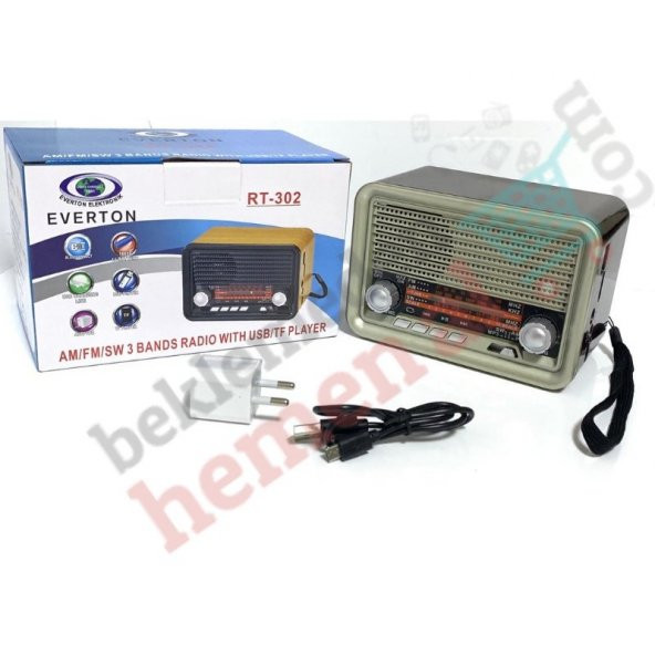 Everton RT-302 Bluetooth USB/SD/FM/AUX Nostalji Müzik Kutusu
