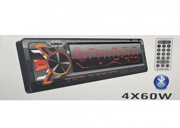 Everton RT-3020 ÇİFT USBli USB-SD-FM-AUX- Bluetooth Oto Teyp 4x60 Watt