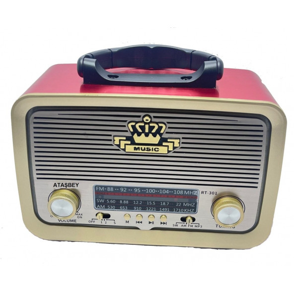 Everton RT-301 Bluetooth USB-SD-FM Nostaljik Radyo Müzik Kutusu Kırmızı - 2