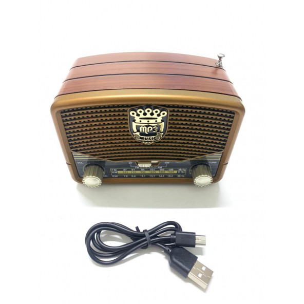 Ataşbey RT-307 Bluetooth, Usb/Sd/Fm/Aux Ahşap Nostalji Müzik Kutusu - 3
