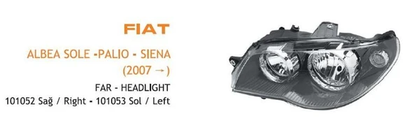 AYFAR FAR SOL MOTORLU FIAT ALBEA SOLE-2005-2007- İÇİ SİYAH (KOLİ AD 4) ürün görseli 1