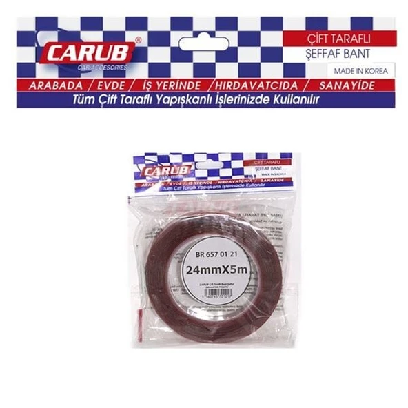 CARUB ÇİFT TARAFLI BANT ŞEFFAF 24MMX5M POŞETLİ ürün görseli 1
