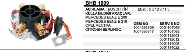 DODO KÖMÜR YUVASI MERCEDES E200-E210/OPEL VECTRA/CITROEN BERLINGO BOSCH TİP ürün görseli 1