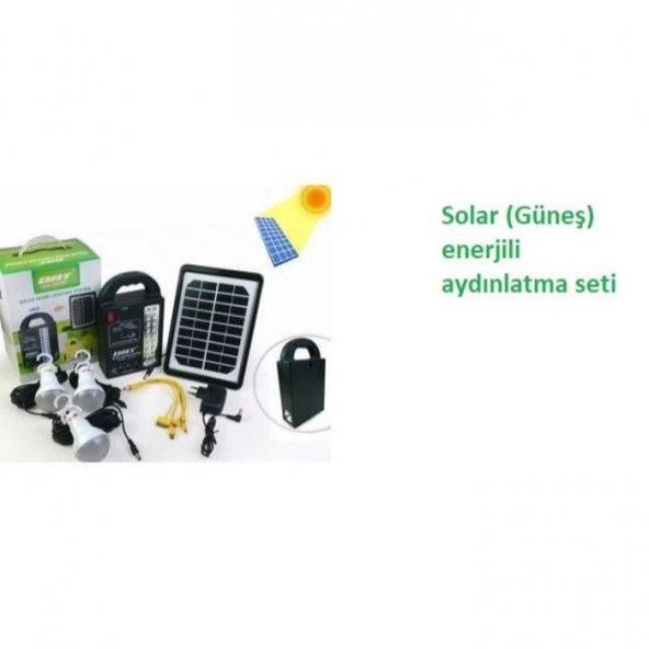 At-999 Güneş Enerjili Solar Panel Aydınlatma Sistemi Powerbank+usb Çıkış+ 3 Ampül Lamba Kamp Piknik