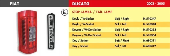 MARS STOP LAMBA FIAT DUCATO PEUGEOT BOXER-CITROEN JUMPER / SOL (2001-2005) (DUYSUZ) ürün görseli 1