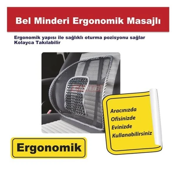CARUB BEL ARKASI MASAJLI  SIRTLIK ORTOPEDİK SİYAH ürün görseli 1