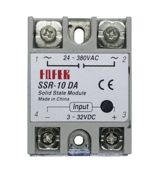 SSR-10 DA Solid State Röle (10 Amper) – 3-32V DC Giriş / 24-380V AC Çıkış – Tek Fazlı Elektronik Röle