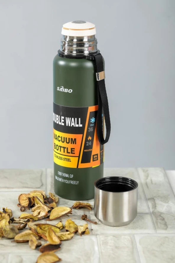 Kapris Saıbo 1 Litre Çift Katlı Çelik Termos Yeşil - 2