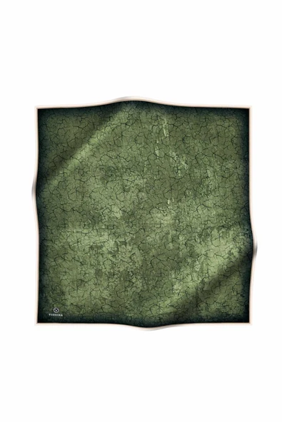 % 57 İPEK % 43 VİSKON Twill İpek Bulut  Desenli Zümrüt Yeşili Renkli 90x90 Eşarp Dikim Şekli : El Dikişi - Resim 2