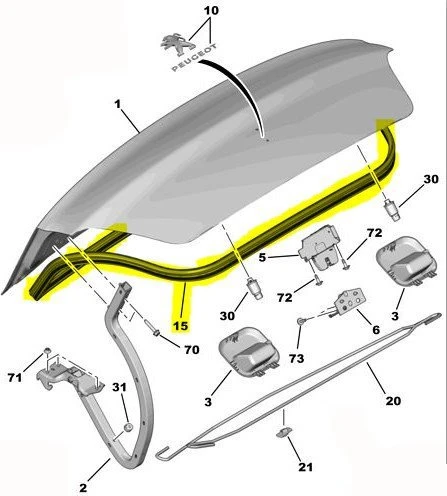Peugeot 301 Bagaj Fitili (2012-2020) 9805612080 BPE309346 1.2 VTI, 1.5 HDI, 1.6 HDI, 1.6 VTI ürün görseli 1
