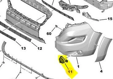 Fiat Ducato Ön Sol Tampon Sis Kapağı / Bakaliti (2001-2023) 1612475180 2.2, 2.3 DCI, 2.0 JTD, 2.3 JTD ürün görseli 1