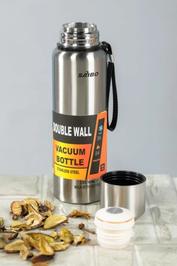 Kapris Saıbo 1 Litre İnox Çift Katlı Çelik Termos Gri - 2