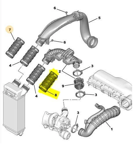 Peugeot 308 Turbo Radyatör Hortumu (2007-2012) 1440N5 MGA964516 1.6, 1.6 L THP ürün görseli 1