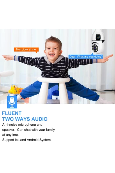 Okam Pro O-kam-4046E | Çift Lensli 360 WiFi Akıllı Ampul Kamera | 2MP+2Mp - Resim 4