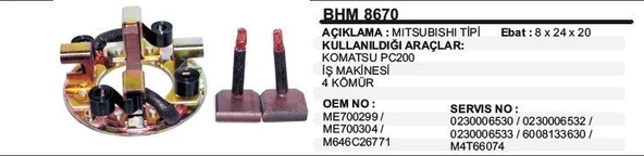 DODO KÖMÜR YUVASI KOMATSU PC 200 İŞ MAKİNASI MITSUBISHI TİP ürün görseli 1
