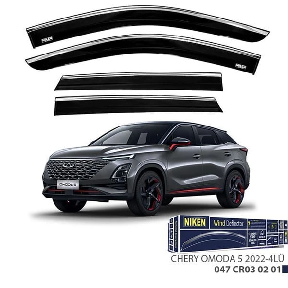 NIKEN CHERY OMODA 5 2022- KROMLU CAM RÜZGARLIĞI 4LÜ ürün görseli 1