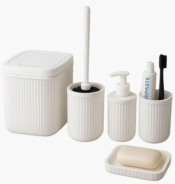 Modern  Banyo Seti – 5 Parça Şık ve Dayanıklı Banyo Aksesuar Seti - Resim 5