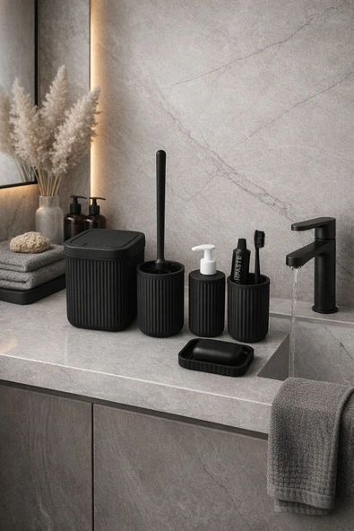 Modern  Banyo Seti – 5 Parça Şık ve Dayanıklı Banyo Aksesuar Seti - Resim 7