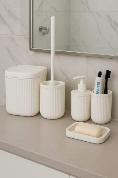 Modern  Banyo Seti – 5 Parça Şık ve Dayanıklı Banyo Aksesuar Seti - Resim 6