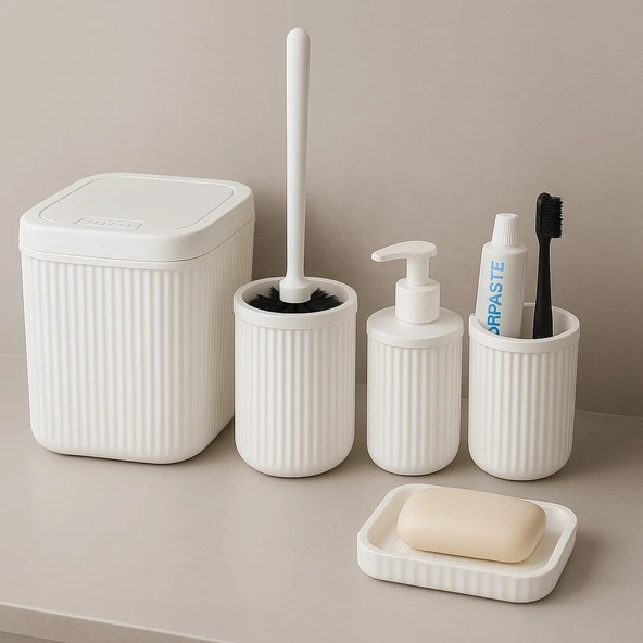 Modern  Banyo Seti – 5 Parça Şık ve Dayanıklı Banyo Aksesuar Seti - Resim 4