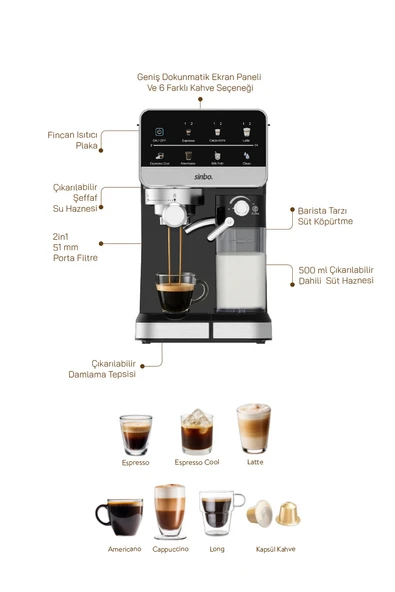 Cappuccino Latte Espresso Otomatik Espresso Makinesi SCM-2996Pro - Resim 6