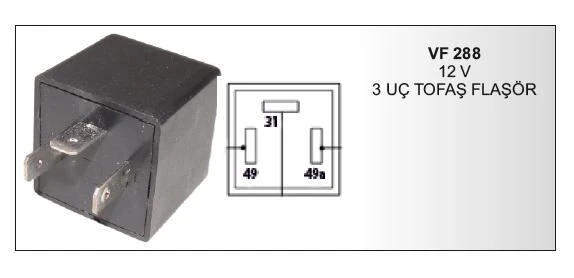VERTEX FLAŞÖR 12V FIAT TOFAŞ 3 UÇLU (+ - L) FIAT TOFAŞ ORJ. ürün görseli 1
