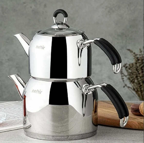 Nehir Modern Midi Çaydanlık - Siyah ürün görseli 1