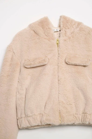 Kısa Kesim Peluş Fermuarlı Mont - Resim 2