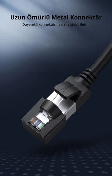 UGREEN CAT6 Saf Bakır Metal Konnektör Ethernet Kablosu, Siyah 1 Metre, 50191 - Resim 2
