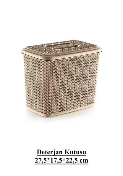 6 Parça Dekoratif Örgü Desenli Banyo ve Çamaşır Seti - Çeyiz Seti - Resim 3